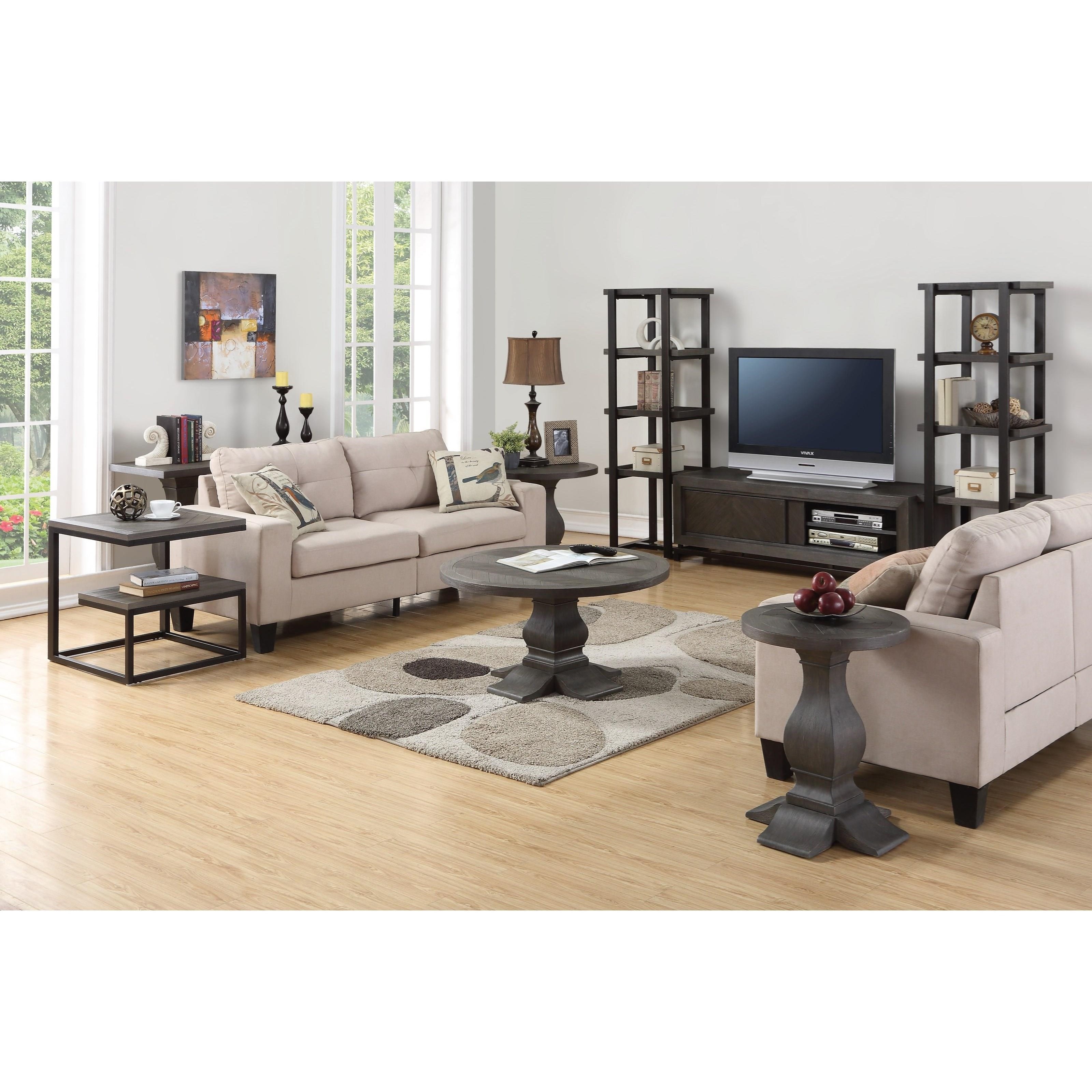 Flexsteel Wynwood Collection Summit W1456 034 Round Cocktail Table With Chevron Top Northeast Factory Direct Cocktail Coffee Tables