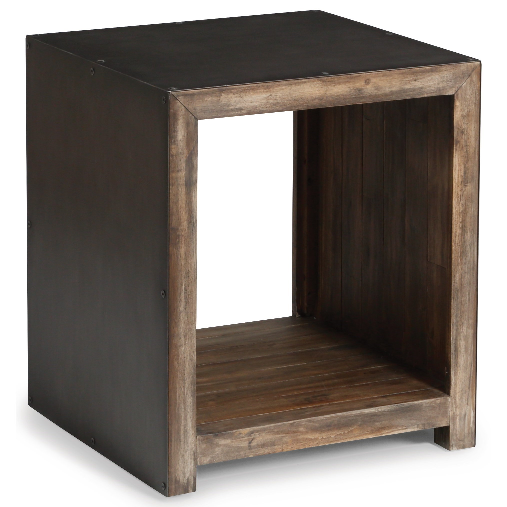Flexsteel Wynwood Collection Fulton Industrial Chair Side Table With Gunmetal Finished Accents Wilcox Furniture End Tables