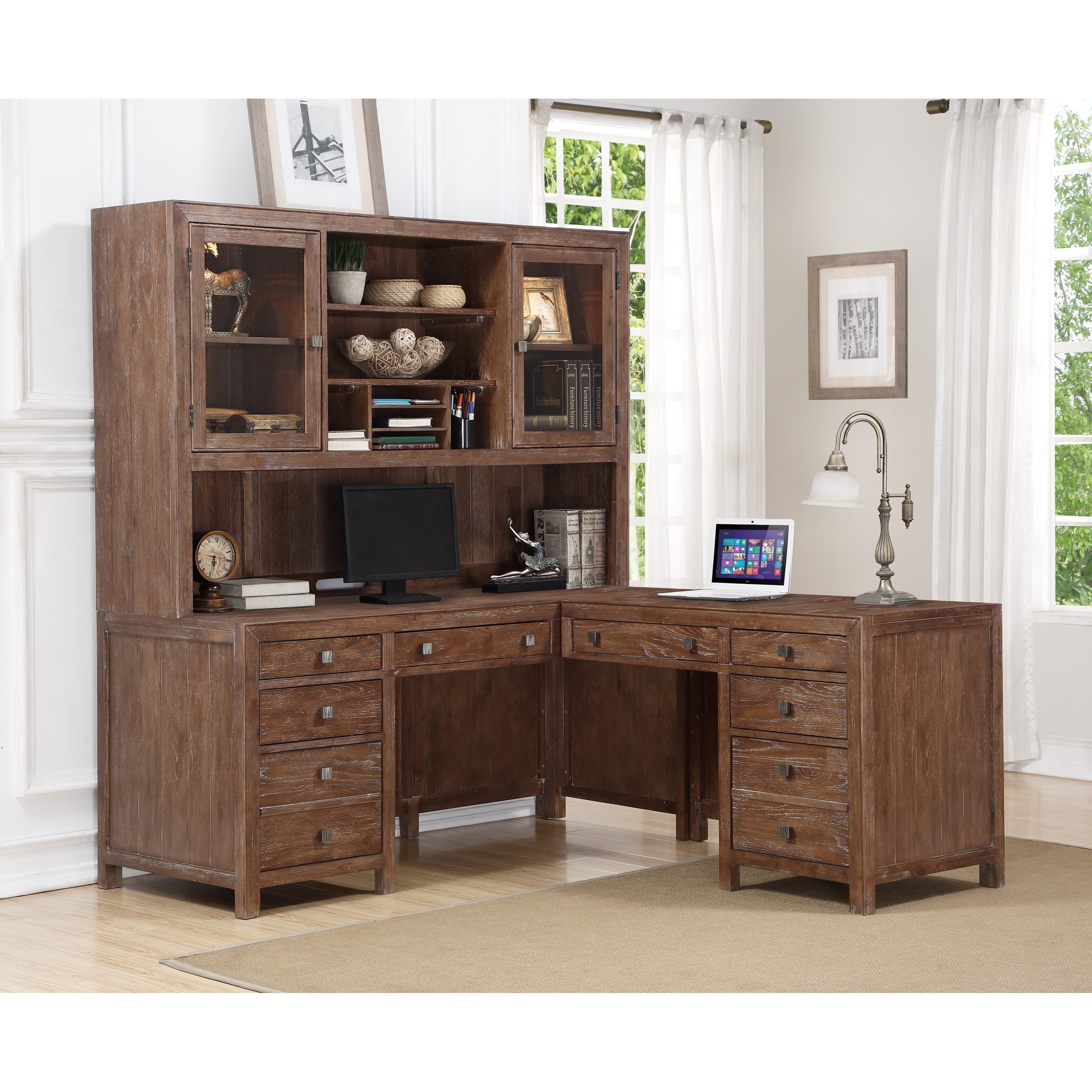 Flexsteel Wynwood Collection Hampton Home Office Group Rustic LShaped