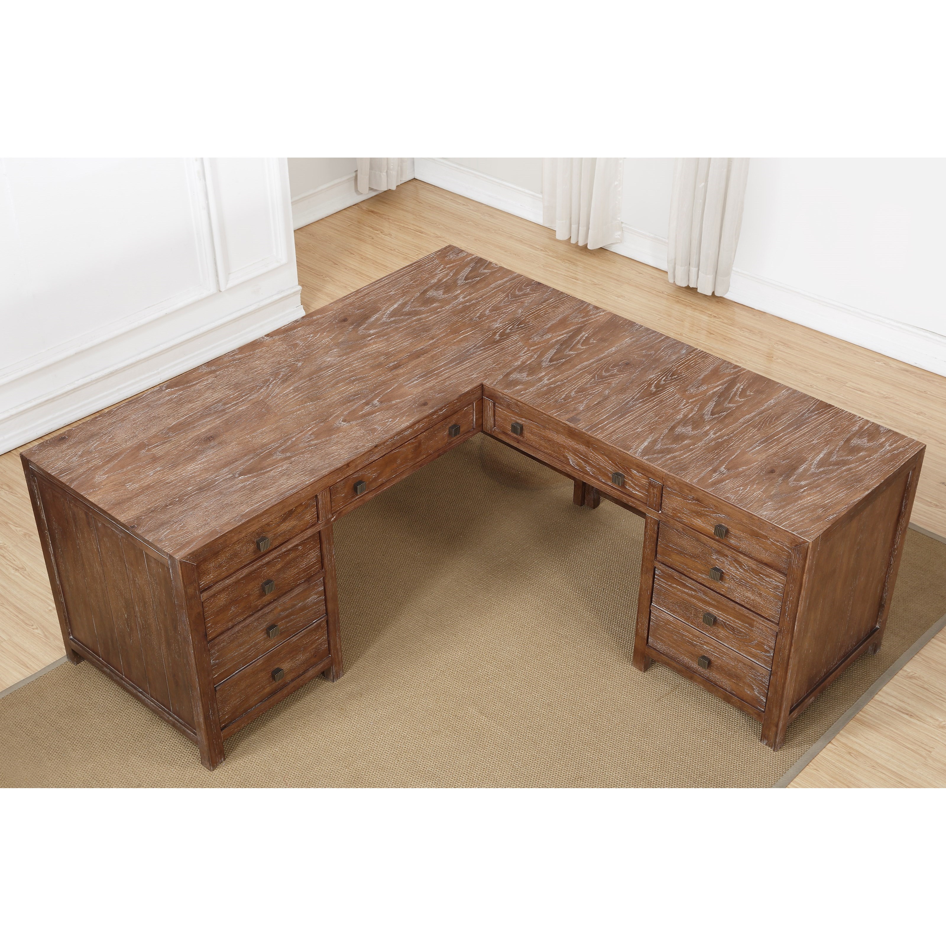 Flexsteel Wynwood Collection Hampton Home Office Group Rustic LShaped