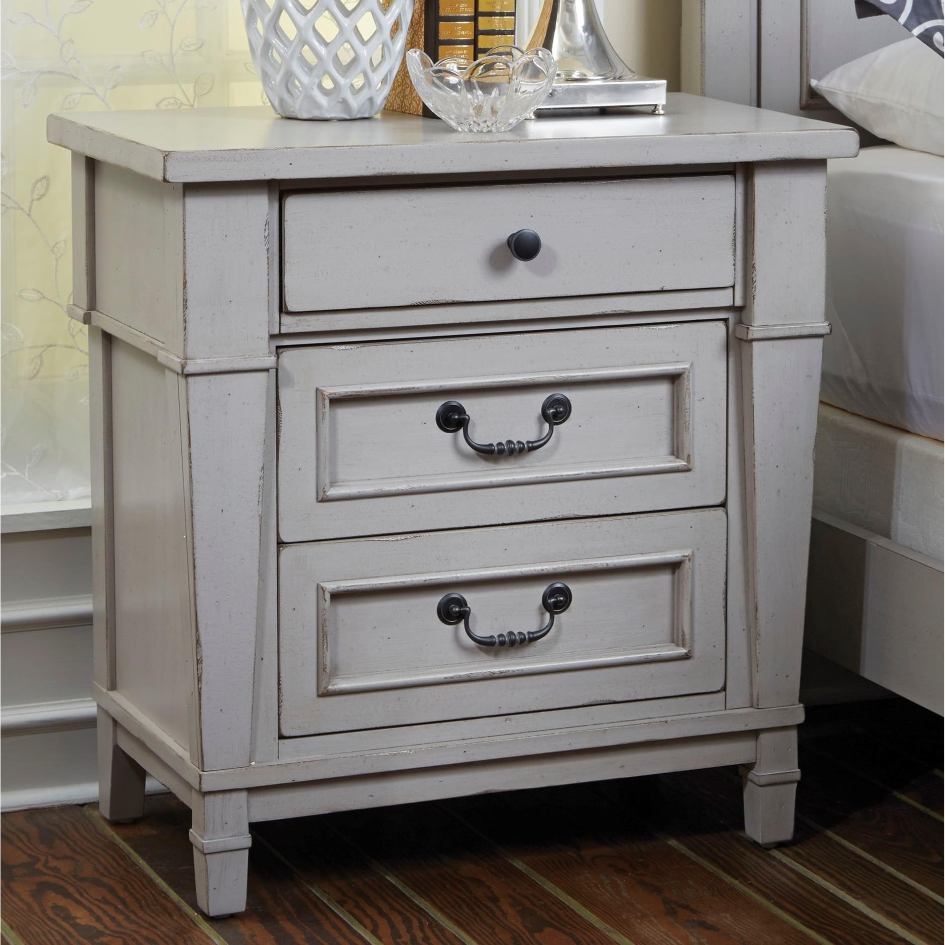 Folio 21 Stone Harbor 3 Drawer Nightstand With Power Wilson S Furniture Night Stands