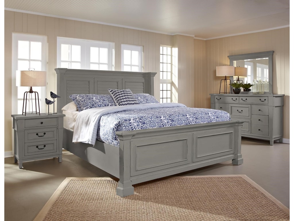 Folio 21 Stone Harbor King Shutter Panel Bed Dresser Mirror 3 Drw Folio 21 Stone Harborking Shutter Panel Bed Dresser Mirror
