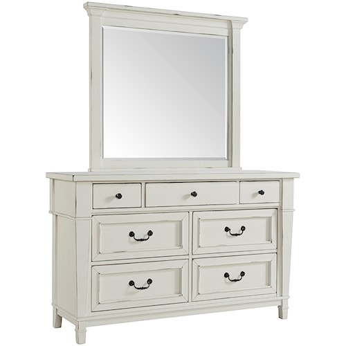Folio 21 Stoney Creek Youth Cottage Style Dresser Mirror In Folio 21 Stoney Creek Youth Cottage Style Dresser Mirror In Antique White Finish Boulevard Home Furnishings Sets