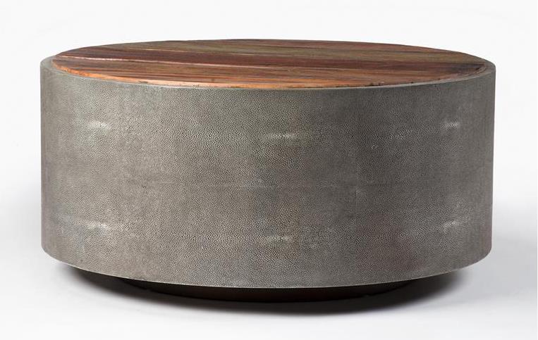 Contemporary Round Coffee Table w/ Metal Frame