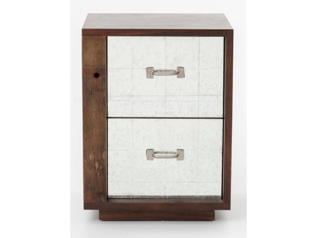 Four Hands Bina James End Table Left W Mirrored Drawers Reeds