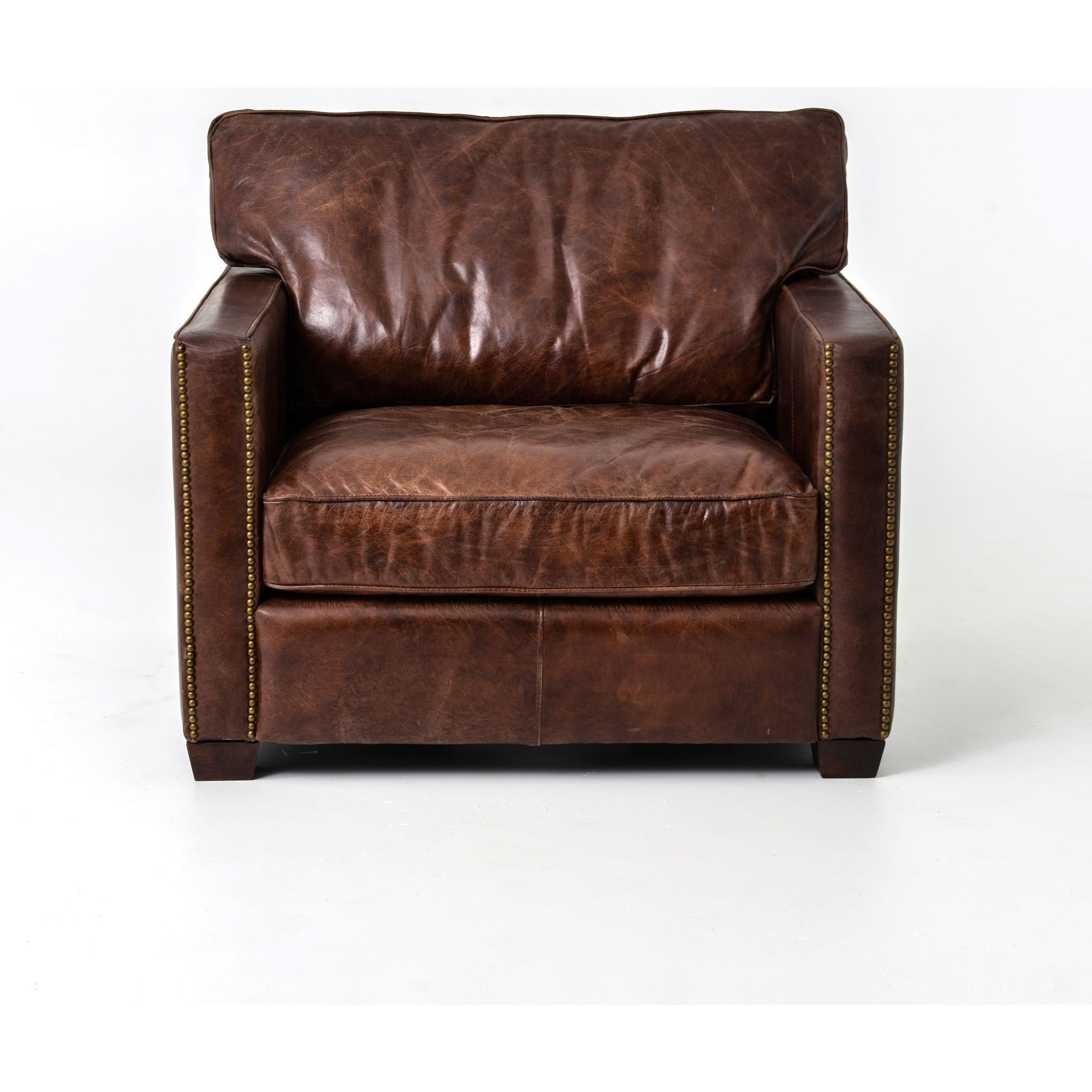 Larkin Club Chair with Cigar Leather Upholstery