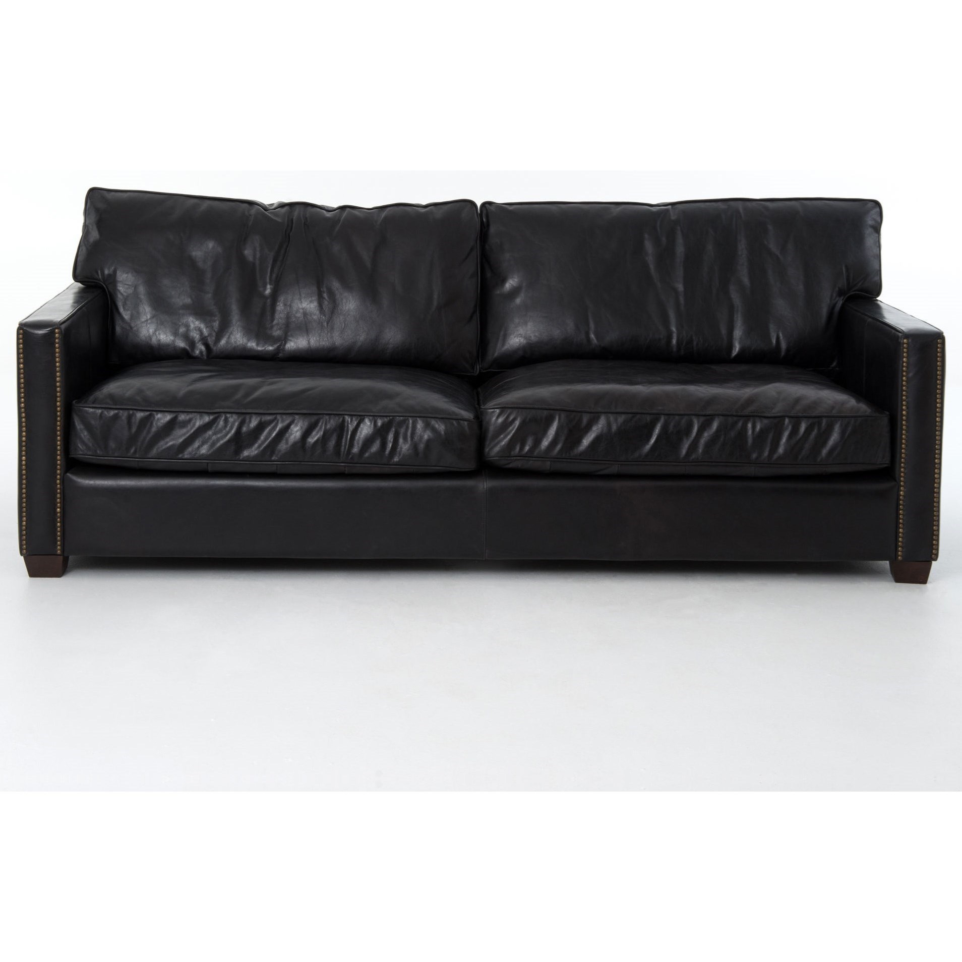 Four Hands Carnegie Larkin 88 Sofa With Old Saddle Black Leather