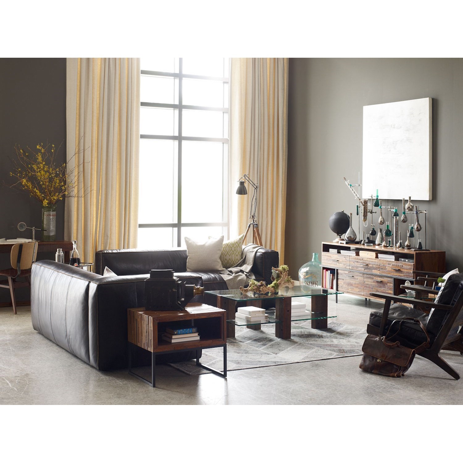 Nolita Sectional RAF and LAF in Old Saddle Black Upholstery