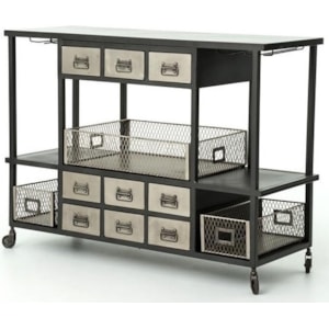 Interior Style Element Iele Industrial Bar Cart With Black Frame