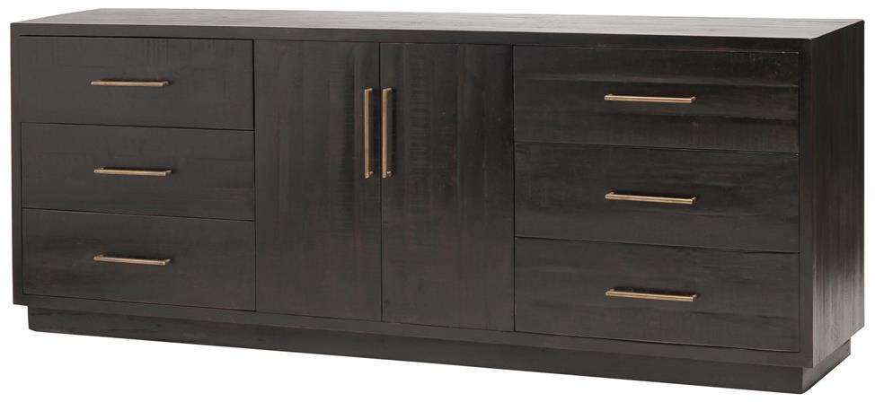 6 Drawer Large Media Console in Burnished Black