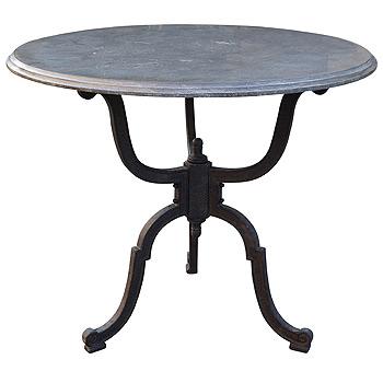 Round Iron Pedestal Bistro Table with Bluestone Top
