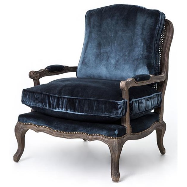 Boutique Accent Chair with Blue Pile Fabric