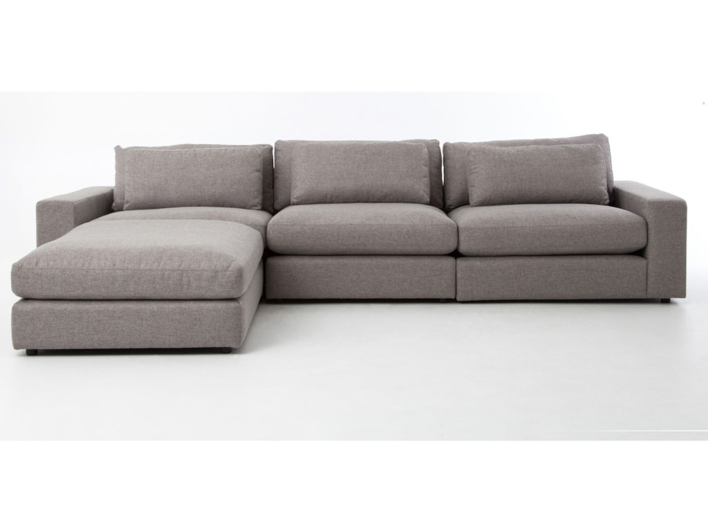 Four Hands Kensington Bloor Sofa With Ottoman In Chess Pewter Fabric Four Hands Kensingtonbloor Sofa With Ottoman