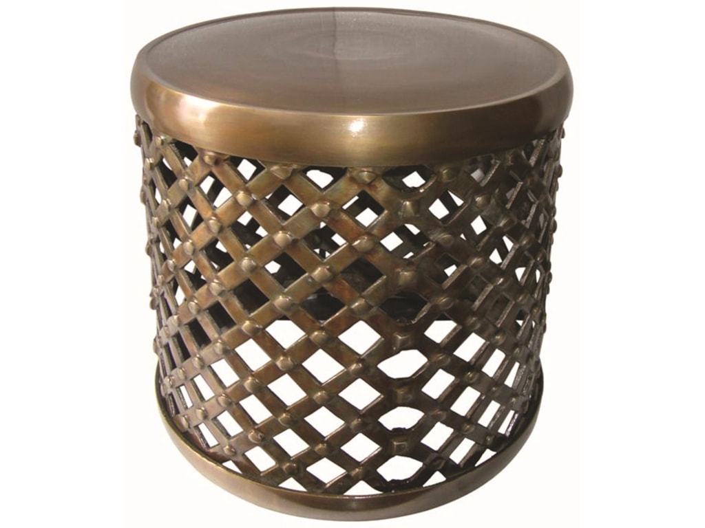 Four Hands Marlow Vintage Inspired Style Round Metal Drum Home Accent Furniture End Tables Four Hands Marlow Drum Stool Marlowdrum