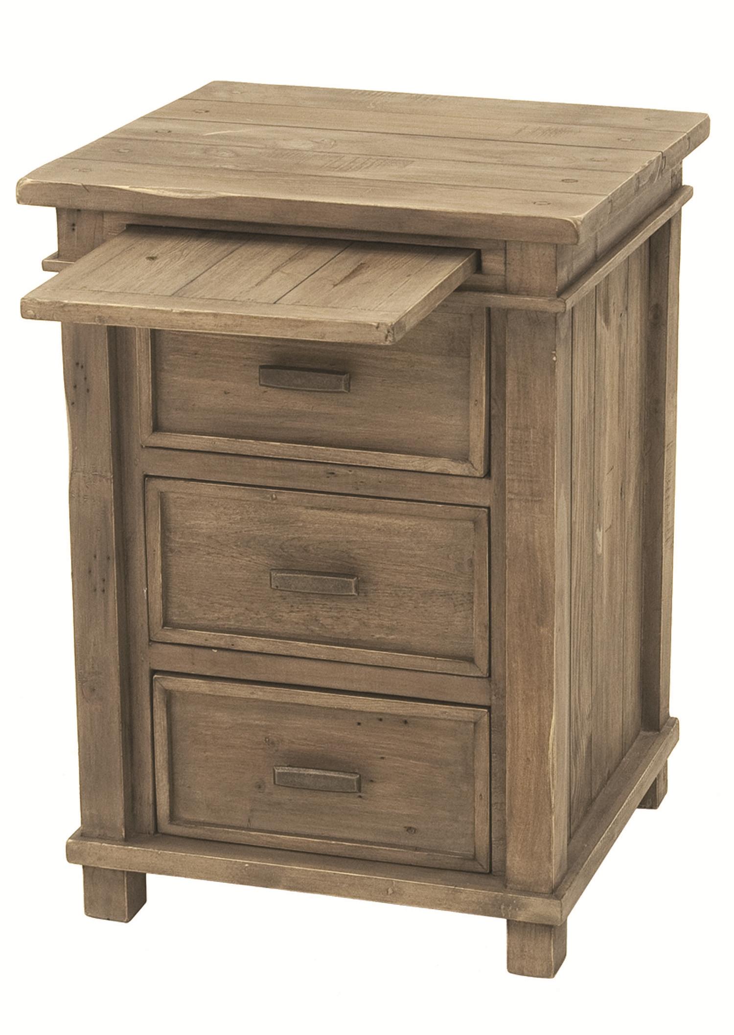 3-Drawer Bedside Cabinet with Pull-Out Tray