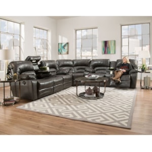 Franklin Legacy Reclining Sectional Sofa With Drop Table Lights And Console Wilcox Furniture Reclining Sectional Sofas
