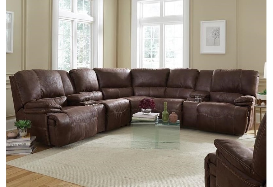 Franklin Boulder Power Reclining Sectional With Adj Headrests And