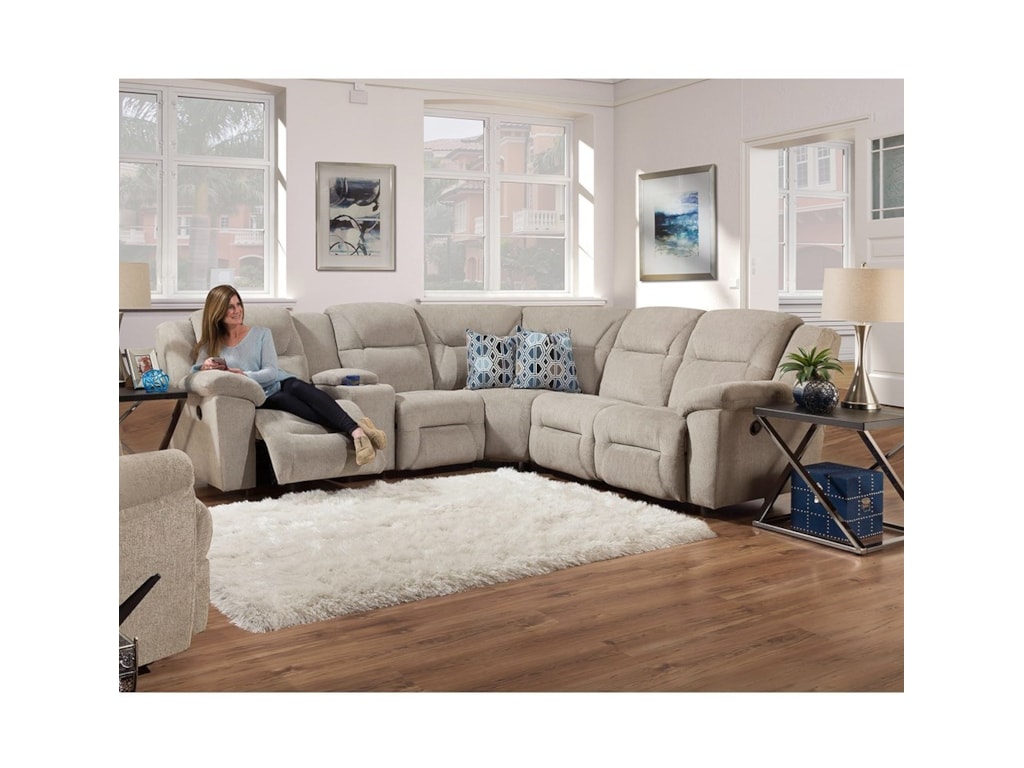 Donnelly Casual L Shaped Reclining Sectional With Console By Franklin At Van Hill Furniture