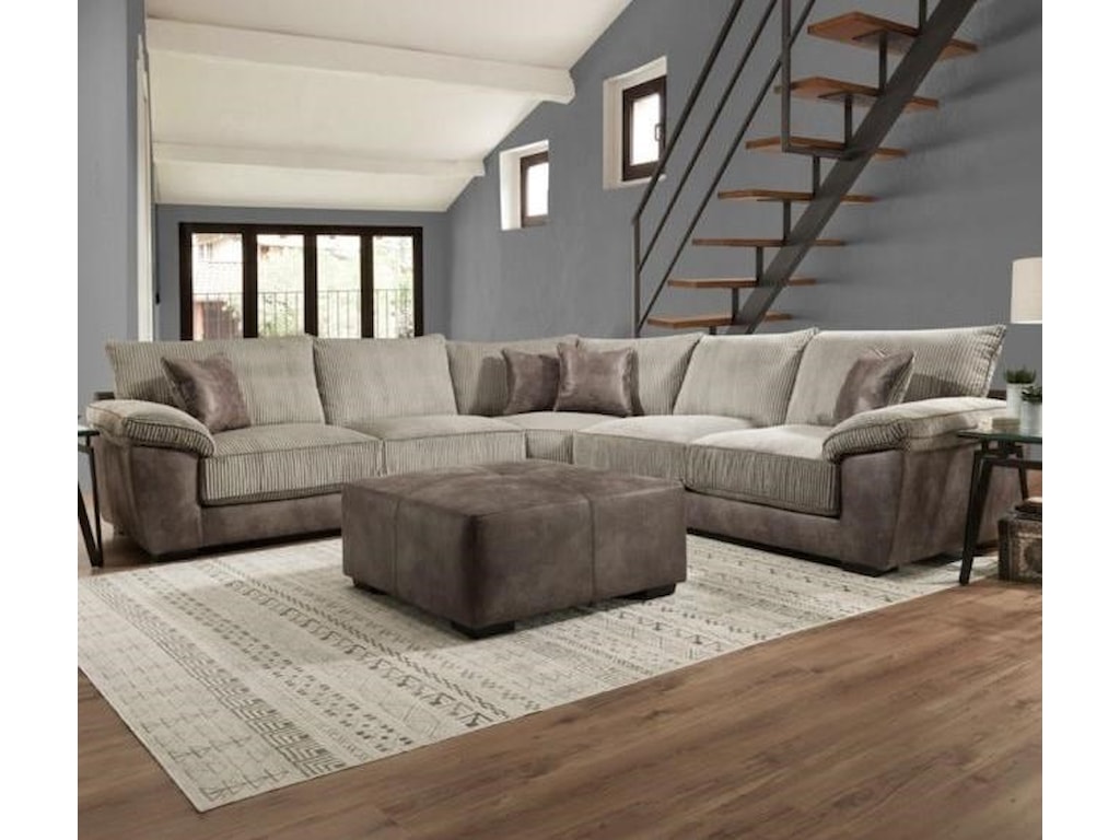 Franklin Emerie Two Tone Sectional Sofa With Pillow Topped