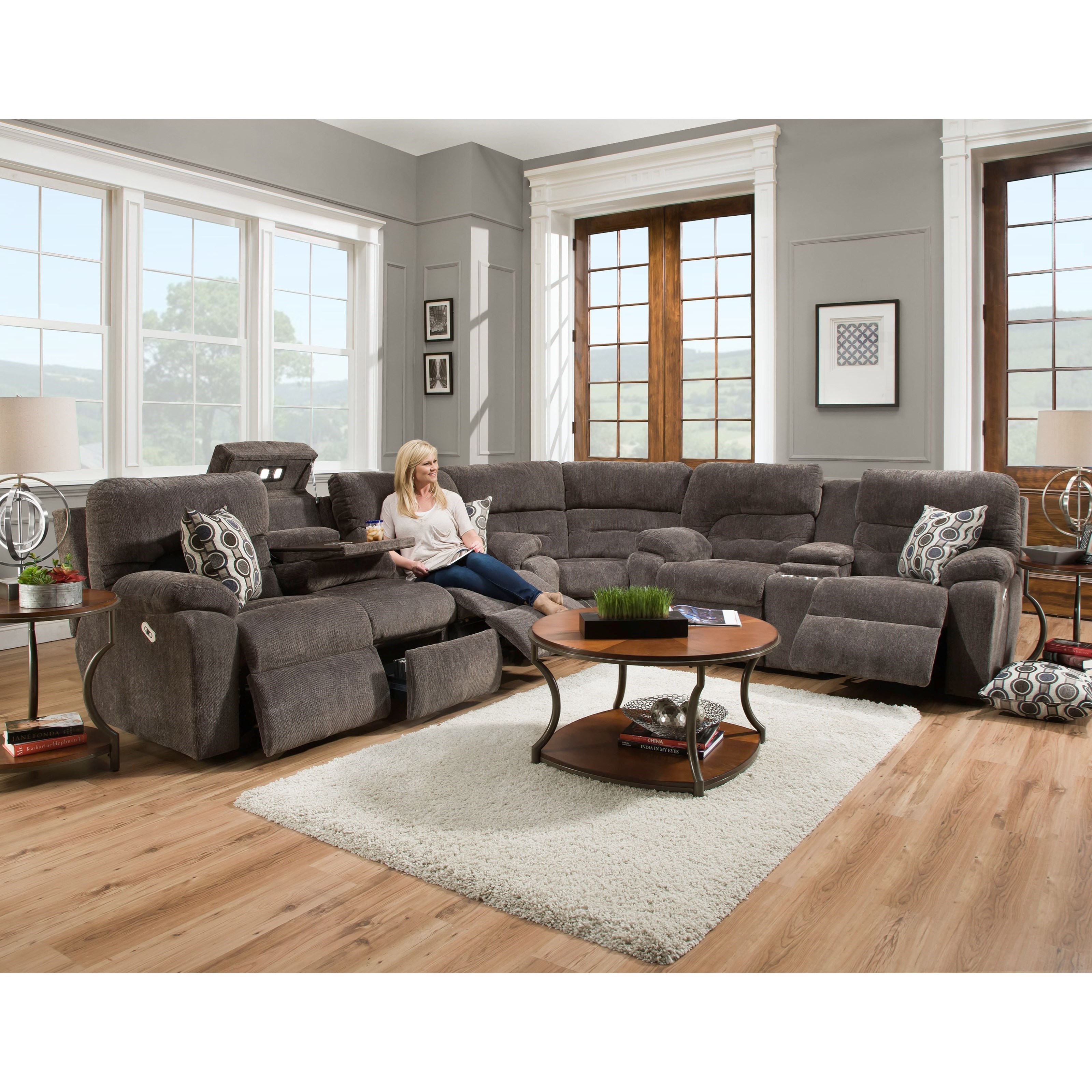 Franklin Tribute Power Reclining Sofa With Drop Down Table Lights
