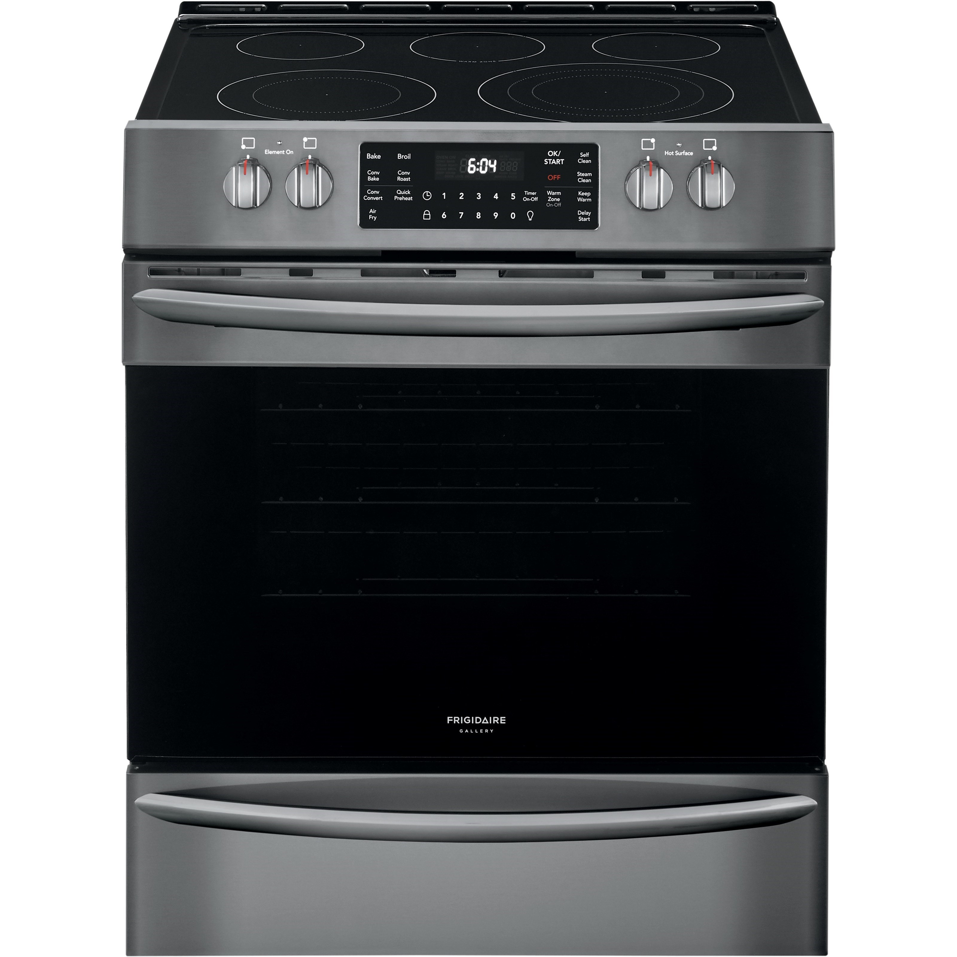 white electric range with air fryer