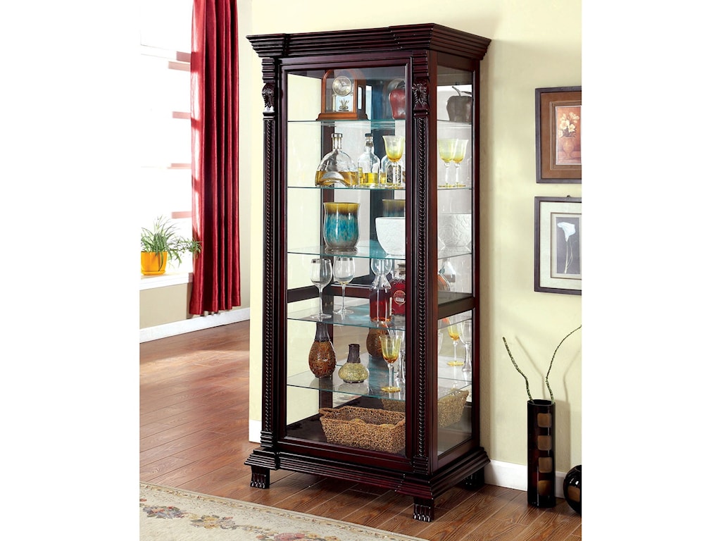 Tulare Traditional Curio Cabinet With Sliding Glass Door