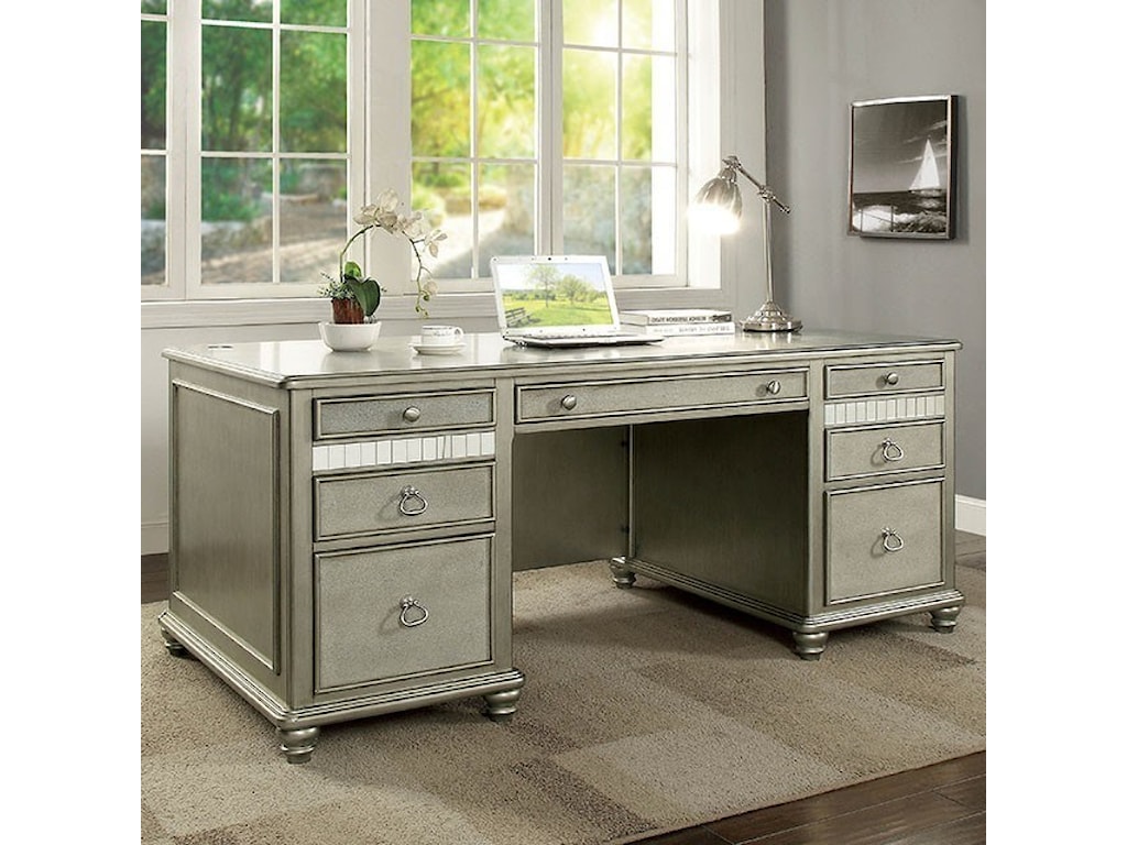 Aine Glam Writing Desk With Usb Ports And Outlets Household