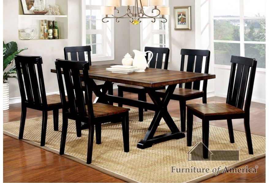 Furniture Of America Foa Alana Cm3668t Trestle Two Tone Dining Table Del Sol Furniture Dining Tables