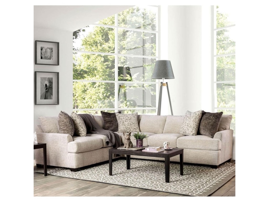 Alisa Contemporary Sectional Sofa With Flare Tapered Arms By Furniture Of America At Rooms For Less