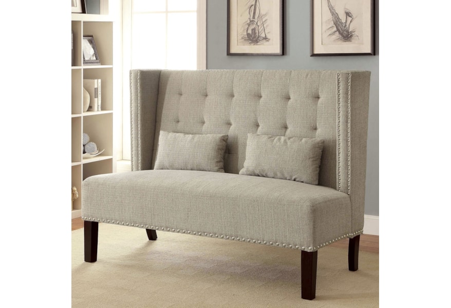 Furniture Of America Amora Tufted Wingback Settee With Nailheads
