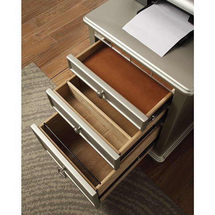 Anne Glam Silver File Cabinet With One File Drawer And Two Office