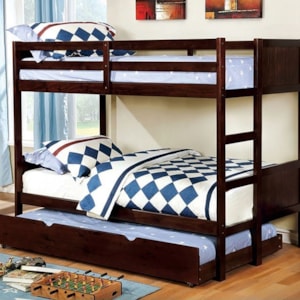 Furniture Of America Annette Transitional Full Over Full Bunk Bed With Trundle Dream Home Interiors Bunk Beds