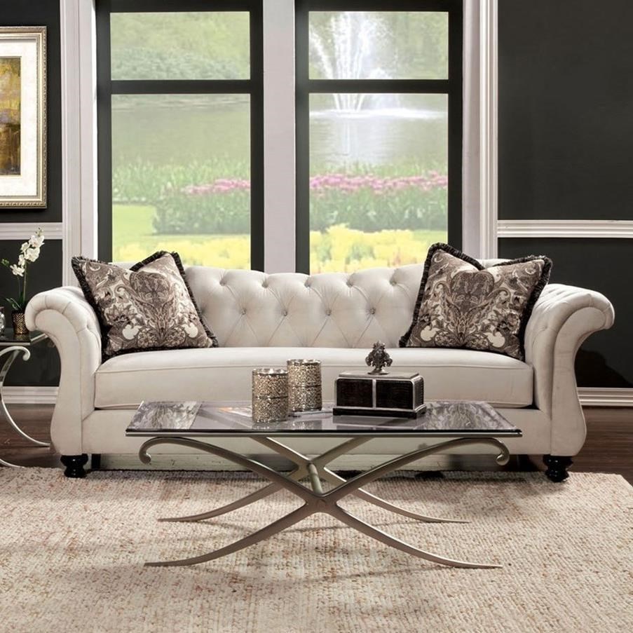 Antoinette Traditional Sofa With Flare Tapered Arms Household