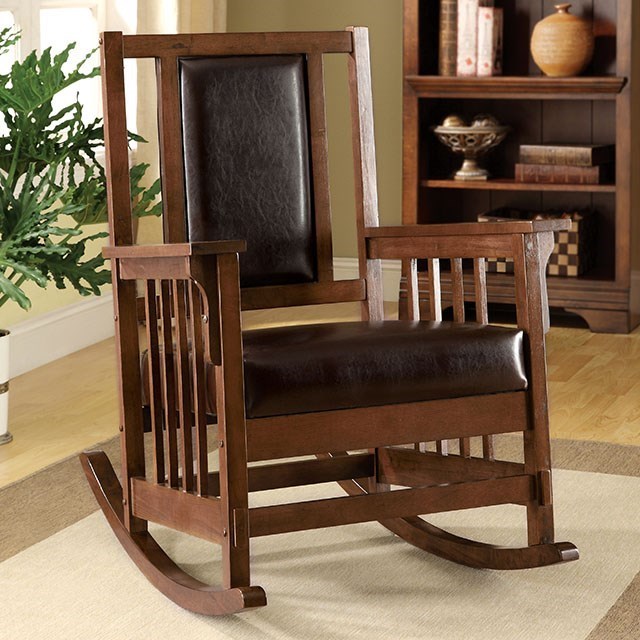 Apple Valley Mission Arts And Crafts Faux Leather Rocking Chair Household Furniture Upholstered Rockers