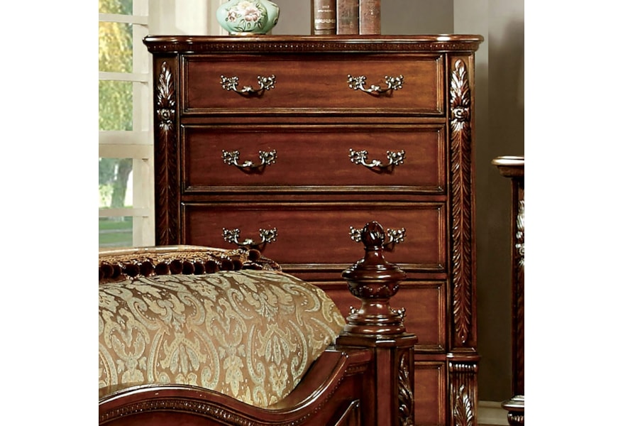 Furniture Of America Arthur Traditional Chest Of 5 Drawers With
