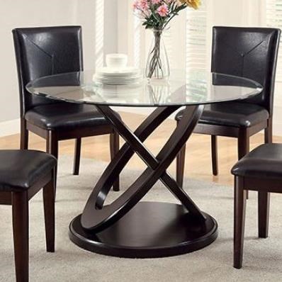 Atenna I Contemporary Glass Top Round Dining Table Household