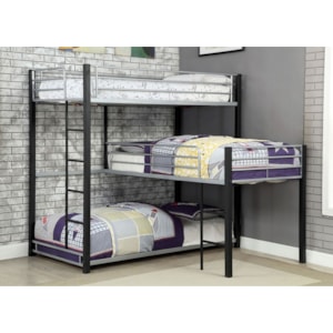 Furniture Of America Aubrey Cm Bk919 Bed Twin Triple Decker Metal Bunk Bed With Ladders And Guardrails Corner Furniture Bunk Beds