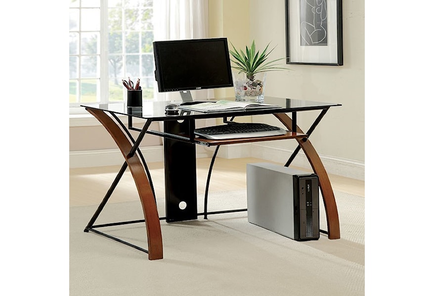 Furniture Of America Baden Contemporary Accent Desk With Tempered