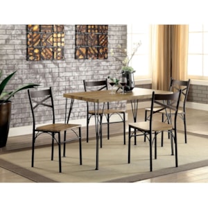 Banbury 5 Piece Wood And Metal Cafe Dining Table Set Household Furniture Dining 5 Piece Sets