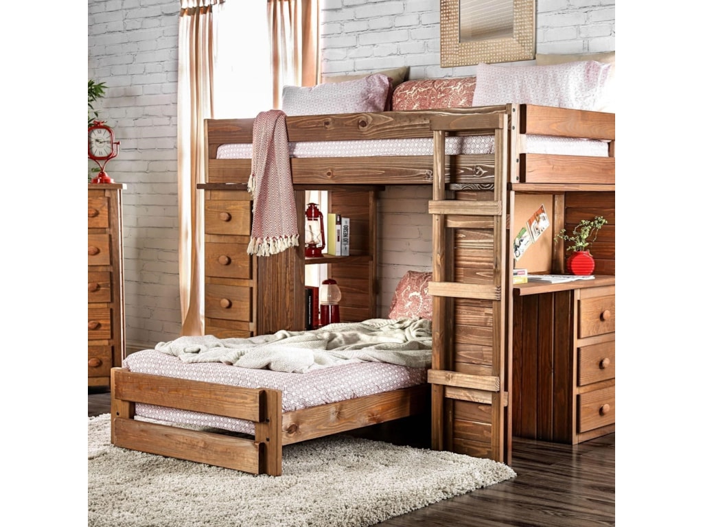 Furniture Of America Beckford Am Bk600 Bed Rough Cut Solid Pine Twin Furniture Of America Beckfordtwin Twin Loft Bed