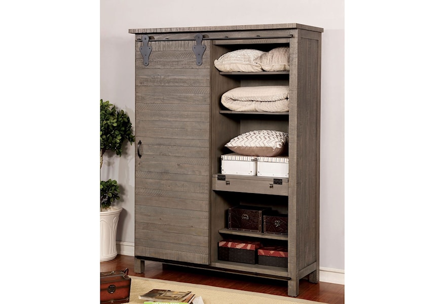Furniture Of America Brenna Transitional Armoire With Interior Shelving And Pullout Tray Dream Home Interiors Armoires