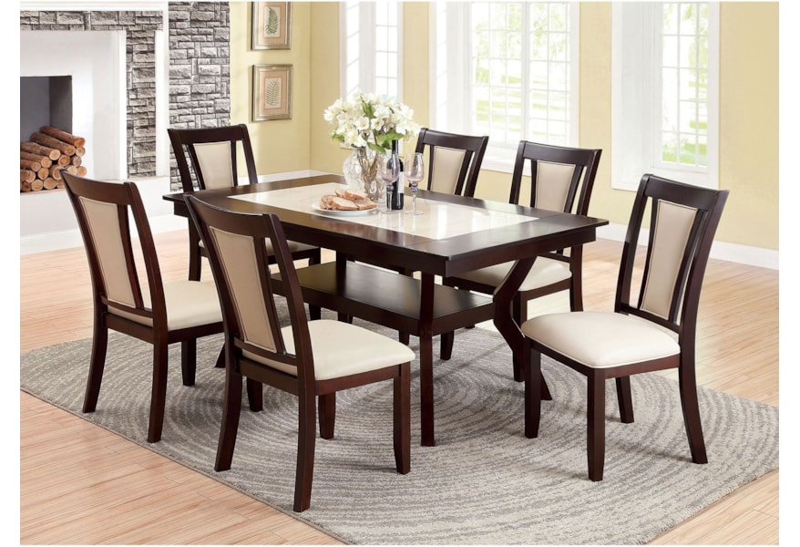 Brent Contemporary Dining Table With Faux Marble Insert Household Furniture Dining Tables