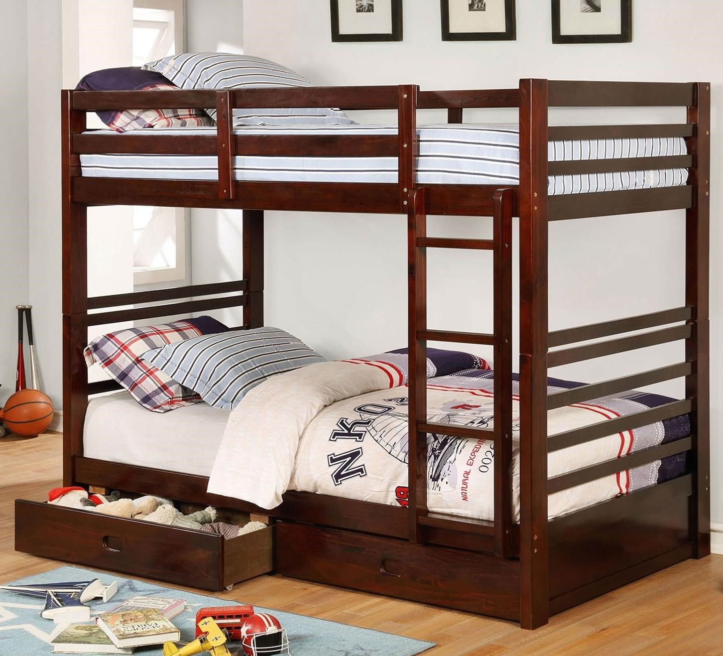 California Iv Casual Twin Over Twin Youth Bunkbed With Storage Drawers Household Furniture Bunk Beds