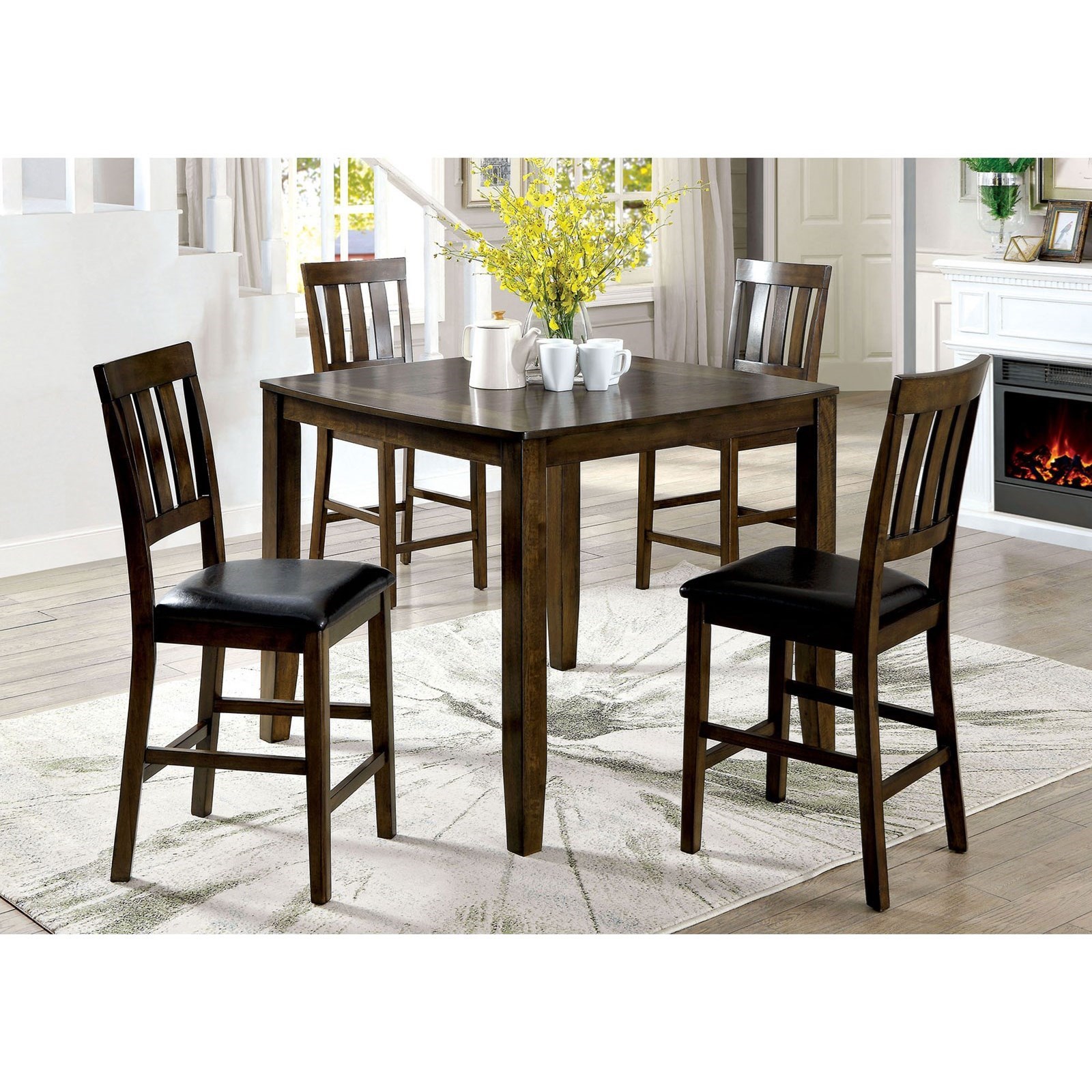 Furniture Of America Chandler Casual 5 Piece Counter Height Dining