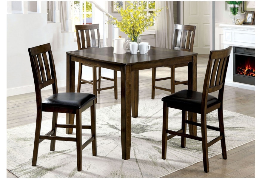 Furniture Of America Chandler Casual 5 Piece Counter Height Dining