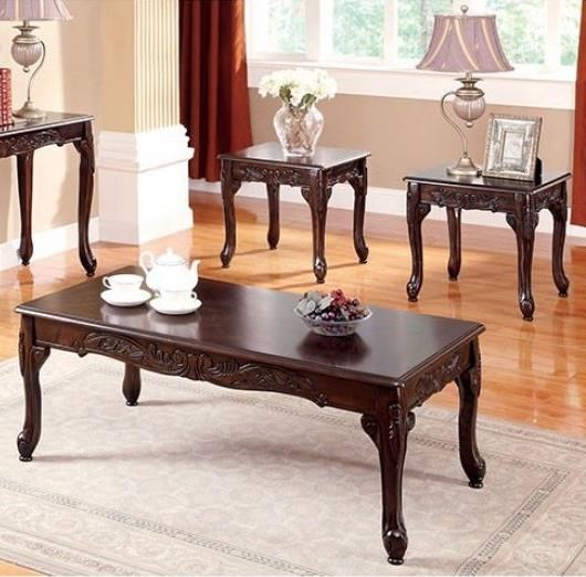 Cheshire Traditional 3 Piece Cocktail Table And End Tables Set