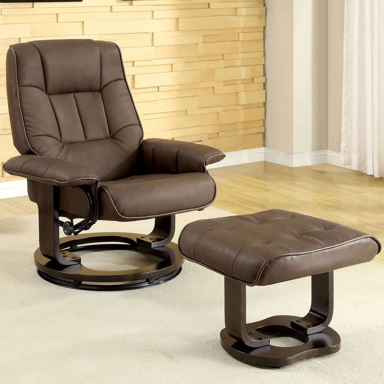 Cheste Faux Leather Reclining Lounge Chair With Ottoman Household Furniture Reclining Chair Ottoman Sets