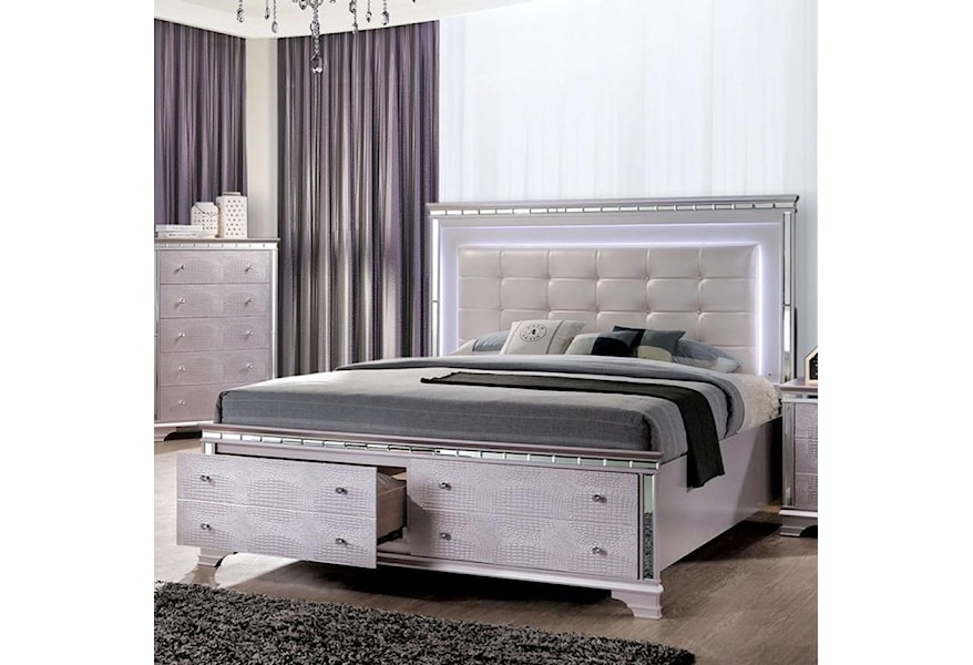 Furniture Of America Claudette Glam California King Size Bed With