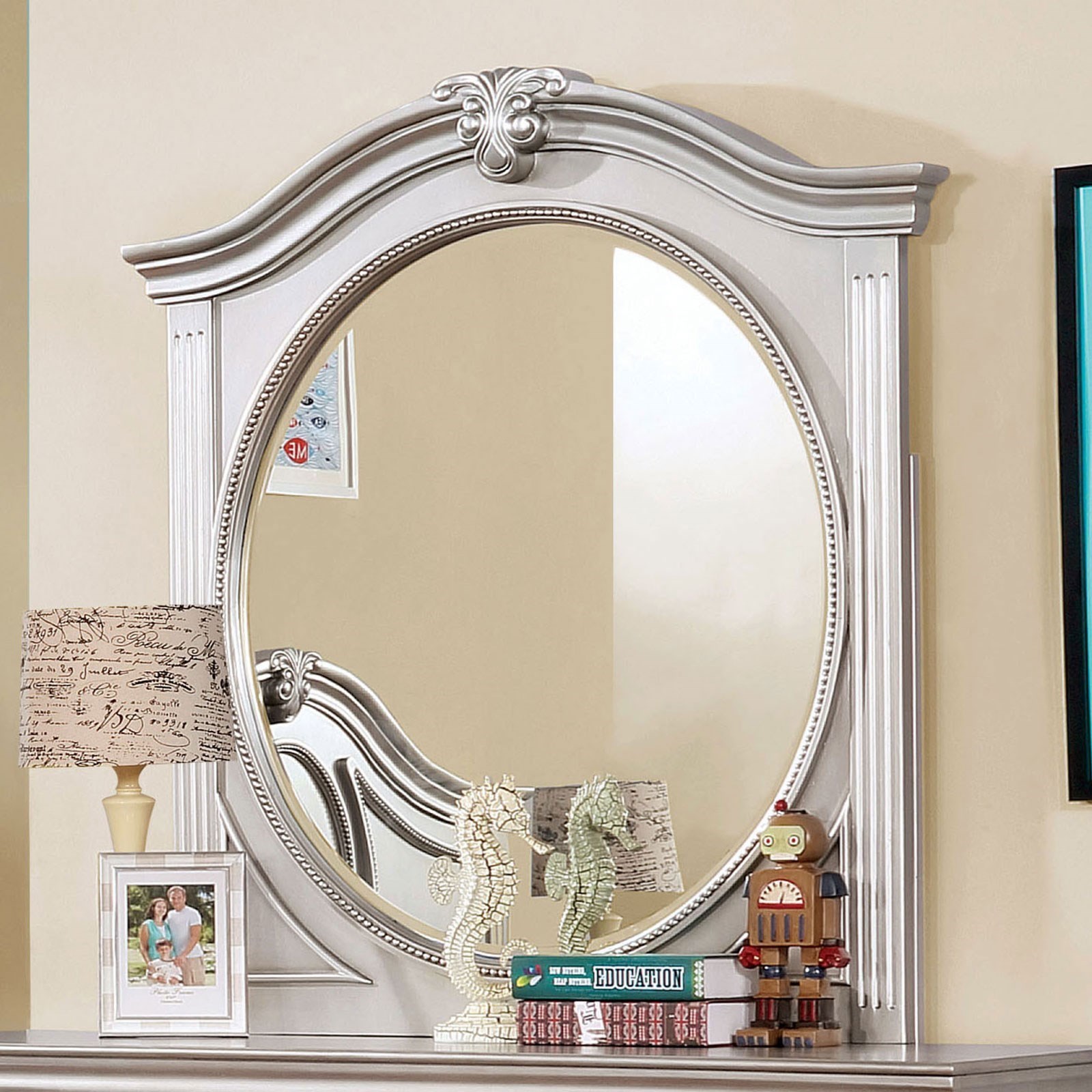 Furniture Of America Foa Claudia Cm7199m Transitional Mirror With Decorative Nailhead Trim Del Sol Furniture Dresser Mirrors