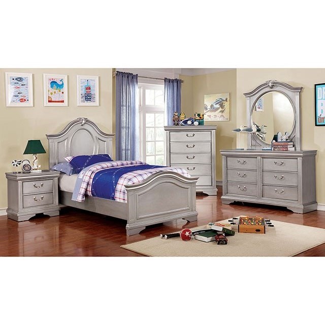 Claudia Transitional Twin Bed With Decorative Nailhead Trim